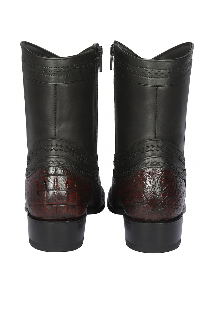 Los Altos Black Cherry Caiman Tail Low Shaft European Square Toe Men’s Boot - Image 8