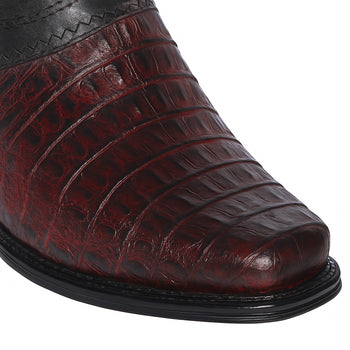 Los Altos Black Cherry Caiman Tail Low Shaft European Square Toe Men’s Boot - Image 7
