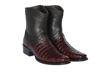 Los Altos Black Cherry Caiman Tail Low Shaft European Square Toe Men’s Boot
