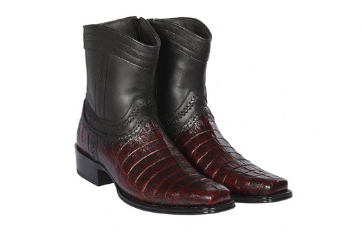 Los Altos Black Cherry Caiman Tail Low Shaft European Square Toe Men’s Boot - Image 6