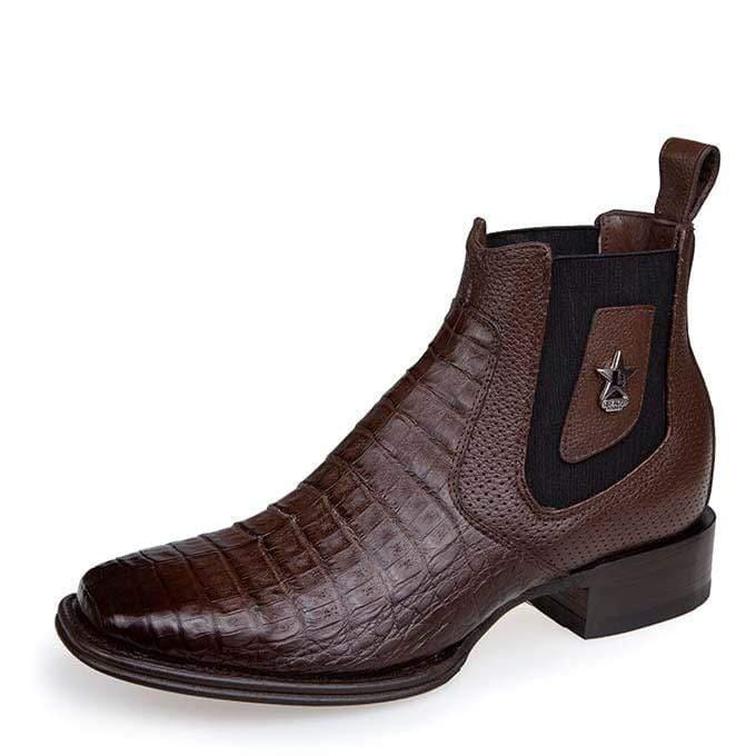 Los Altos Men's Wide Square Toe Caiman Belly Short Boots  82BV82 - Image 8