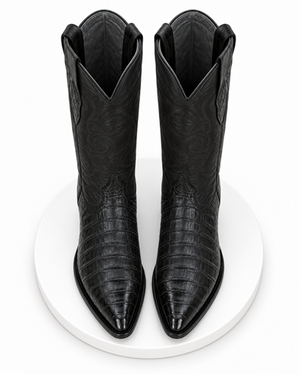 Los Altos Boots Caiman Belly Black Cowboy Boots J-Toe