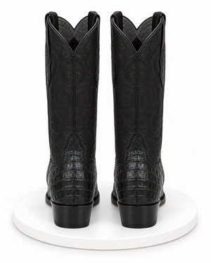 Los Altos Boots Caiman Belly Black Cowboy Boots J-Toe
