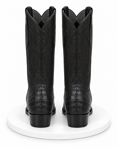 Los Altos Boots Caiman Belly Black Cowboy Boots J-Toe