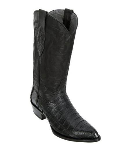 Los Altos Boots Caiman Belly Black Cowboy Boots J-Toe