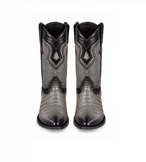 Los Altos Boots Caiman Belly Faded Grey Pointed Toe Cowboy Boots