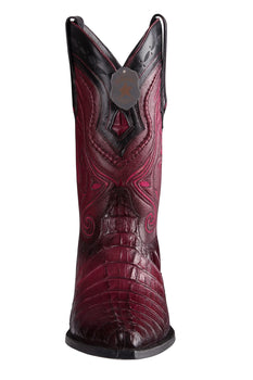 Los Altos Boots Caiman Tail Faded Burgundy Pointed Toe Cowboy Boots - Image 2