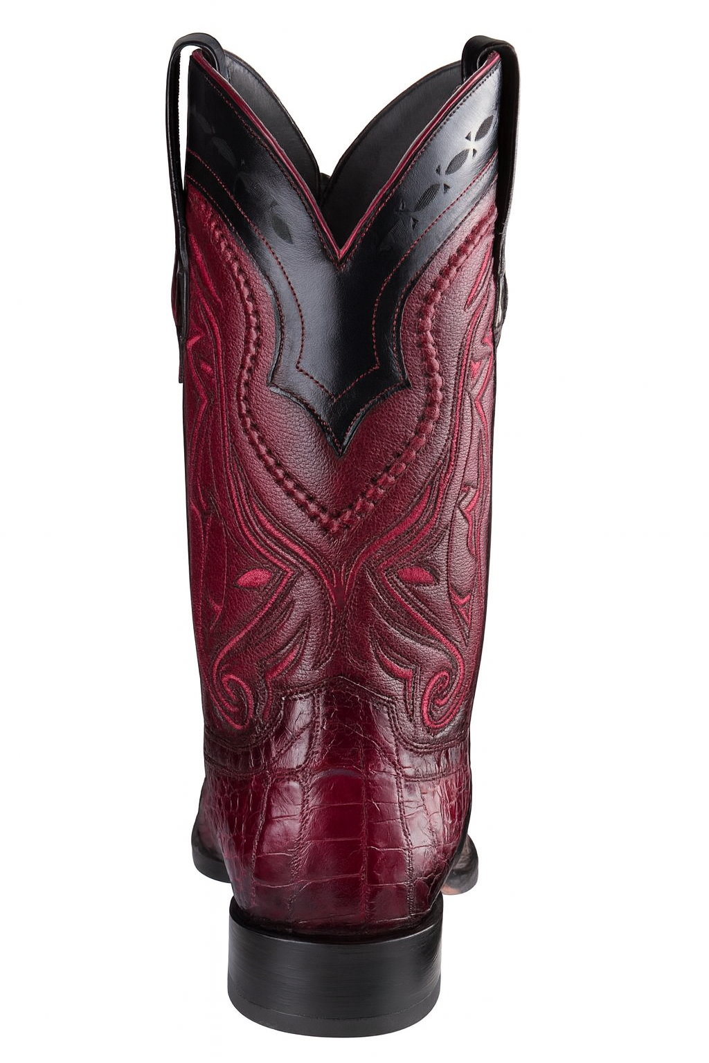 Los Altos Boots Caiman Tail Faded Burgundy Pointed Toe Cowboy Boots - Image 3