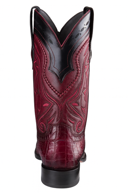 Los Altos Boots Caiman Tail Faded Burgundy Pointed Toe Cowboy Boots - Image 3