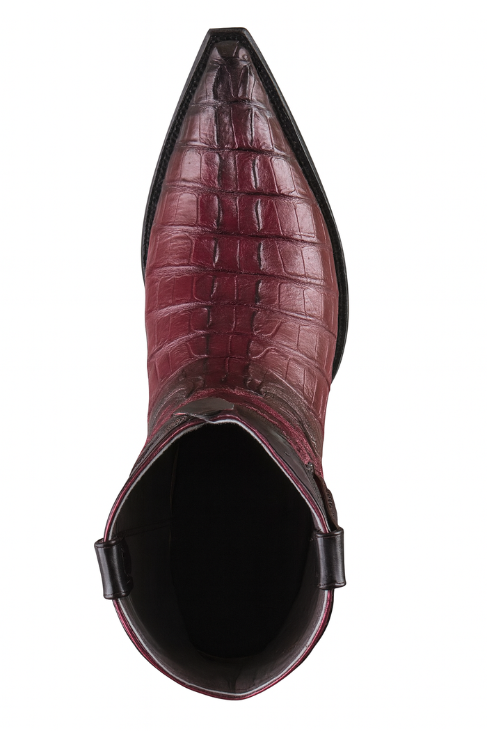 Los Altos Boots Caiman Tail Faded Burgundy Pointed Toe Cowboy Boots - Image 5