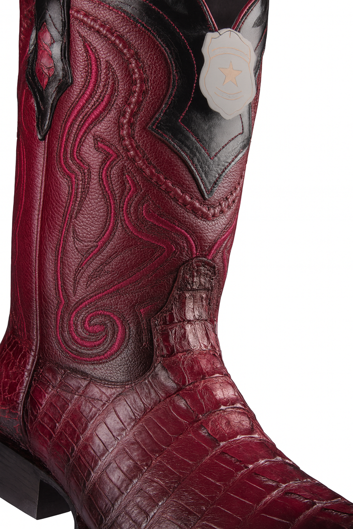 Los Altos Boots Caiman Tail Faded Burgundy Pointed Toe Cowboy Boots - Image 6