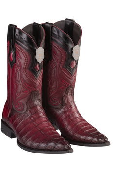 Los Altos Boots Caiman Tail Faded Burgundy Pointed Toe Cowboy Boots - Image 7