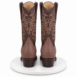 Los Altos Boots Lizard Teju Sanded Brown Cowboy Boots J-Toe