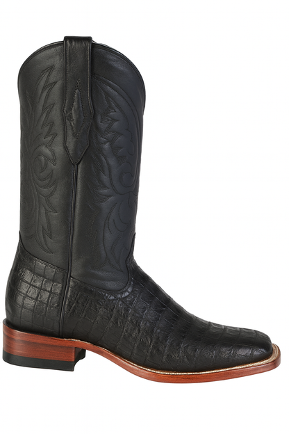 Los Altos Boots Men's Black Caiman Belly Wide Square Toe Boots - Image 8