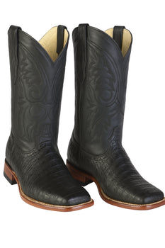 Los Altos Boots Men's Black Caiman Belly Wide Square Toe Boots - Image 9