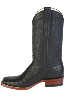 Los Altos Boots Men's Black Caiman Belly Wide Square Toe Boots - Image 6