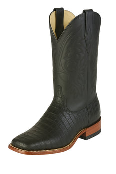 Los Altos Boots Men's Black Caiman Belly Wide Square Toe Boots - Image 7