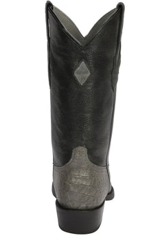 Los Altos Boots - Mens Dress Cowboy Boot - Low Priced Grey Caiman Cowboy Boots - in Grey - Image 4