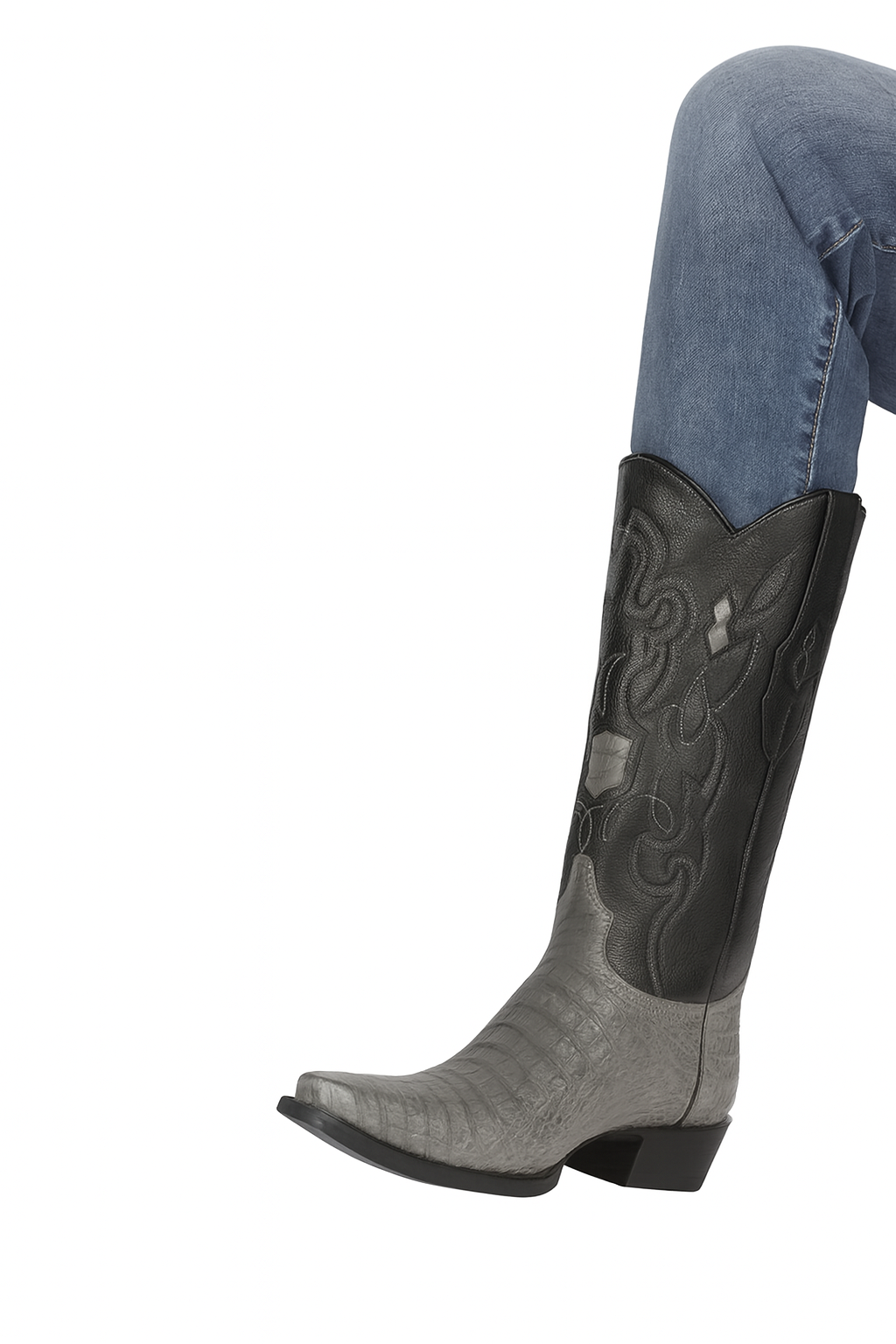 Los Altos Boots - Mens Dress Cowboy Boot - Low Priced Grey Caiman Cowboy Boots - in Grey - Image 8