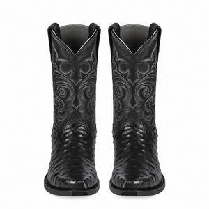 Los Altos Boots - Mens Dress Cowboy Boot - Low Priced Mens Black Ostrich Boots - Snip Toe- in Black