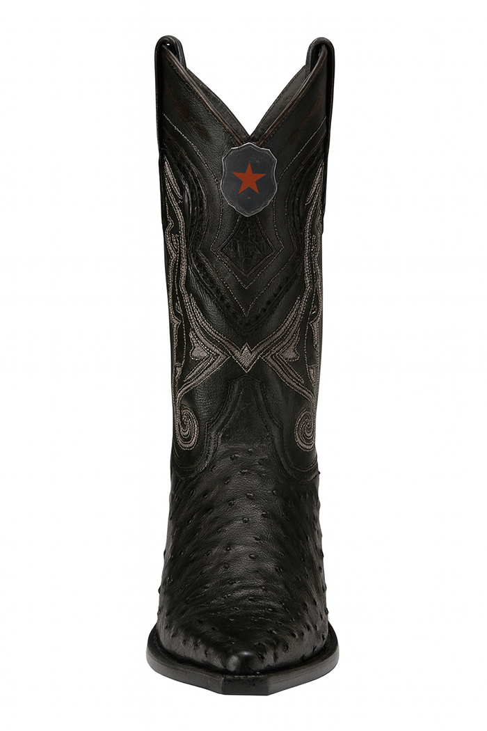 Los Altos Boots Ostrich Black Pointed Toe Cowboy Boots - Botas De Avestruz - Image 2