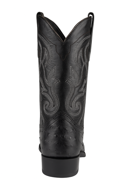 Los Altos Boots Ostrich Black Pointed Toe Cowboy Boots - Botas De Avestruz - Image 3