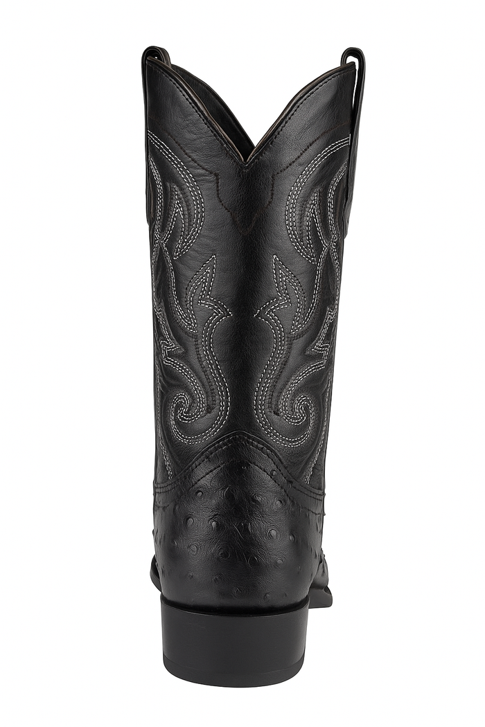 Los Altos Boots Ostrich Black Pointed Toe Cowboy Boots - Botas De Avestruz - Image 3