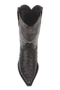 Los Altos Boots Ostrich Black Pointed Toe Cowboy Boots - Botas De Avestruz