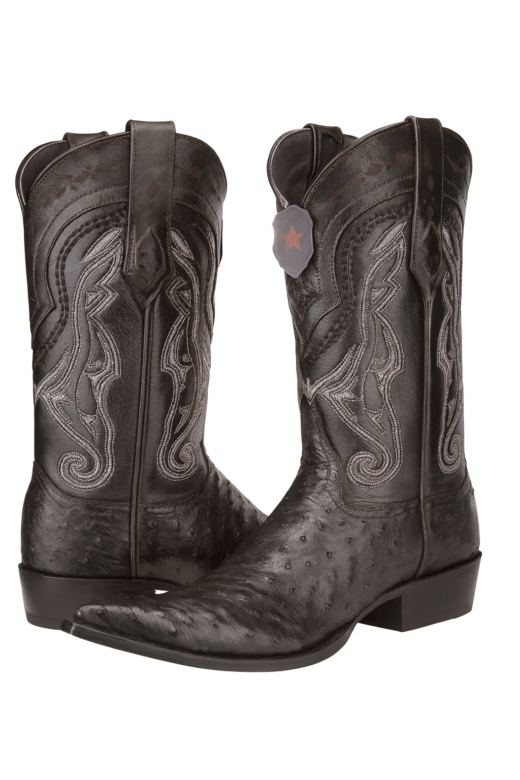 Los Altos Boots Ostrich Black Pointed Toe Cowboy Boots - Botas De Avestruz - Image 6