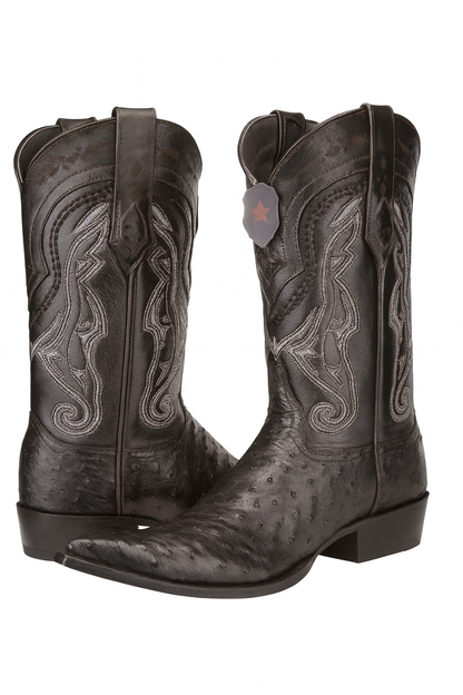 Los Altos Boots Ostrich Black Pointed Toe Cowboy Boots - Botas De Avestruz - Image 6