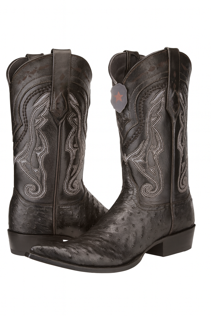 Los Altos Boots Ostrich Black Pointed Toe Cowboy Boots - Botas De Avestruz - Image 6