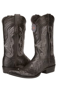 Los Altos Boots Ostrich Black Pointed Toe Cowboy Boots - Botas De Avestruz
