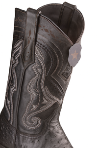 Los Altos Boots Ostrich Black Pointed Toe Cowboy Boots - Botas De Avestruz