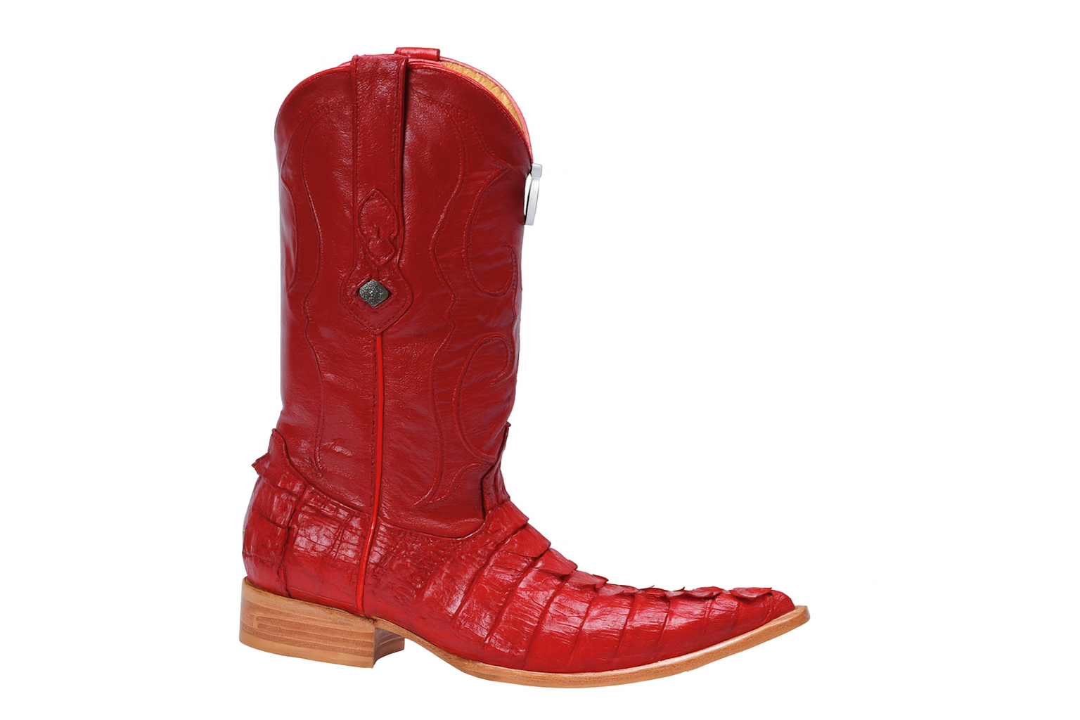 Los Altos Boots Red Caiman ~ World Best Alligator ~ Gator Skin Tail Cowboy Boots - Image 3