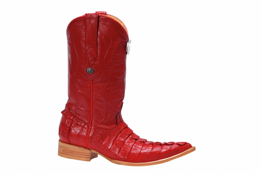 Los Altos Boots Red Caiman ~ World Best Alligator ~ Gator Skin Tail Cowboy Boots - Image 3