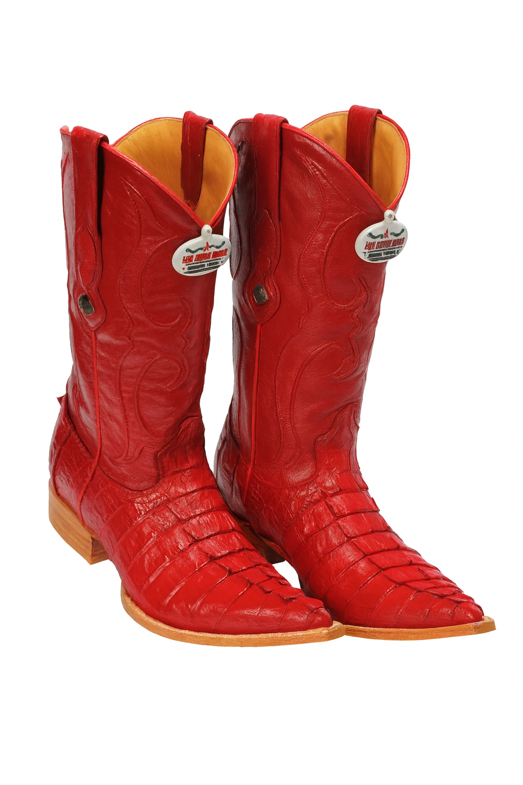 Los Altos Boots Red Caiman ~ World Best Alligator ~ Gator Skin Tail Cowboy Boots - Image 7