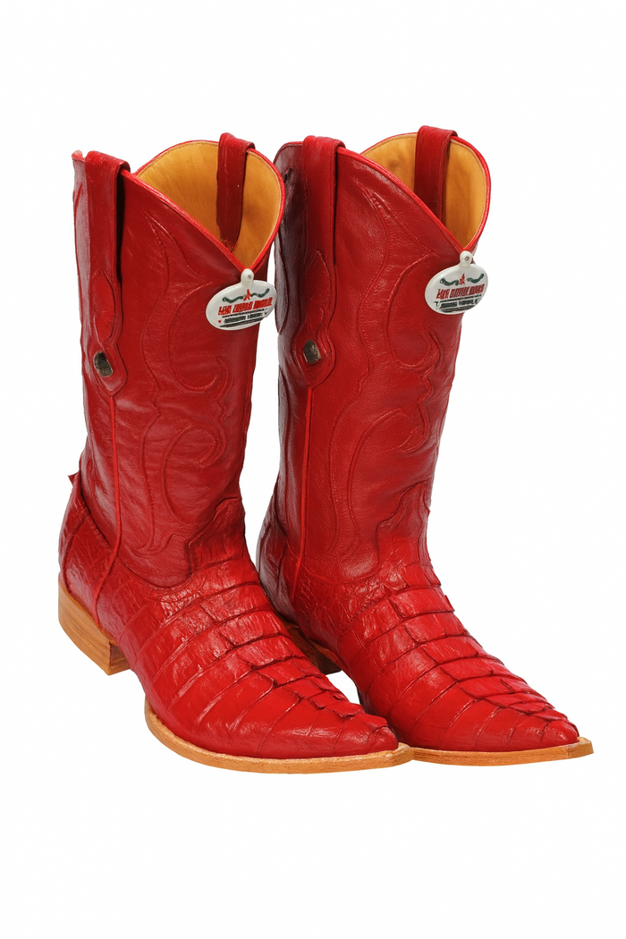 Los Altos Boots Red Caiman ~ World Best Alligator ~ Gator Skin Tail Cowboy Boots - Image 7