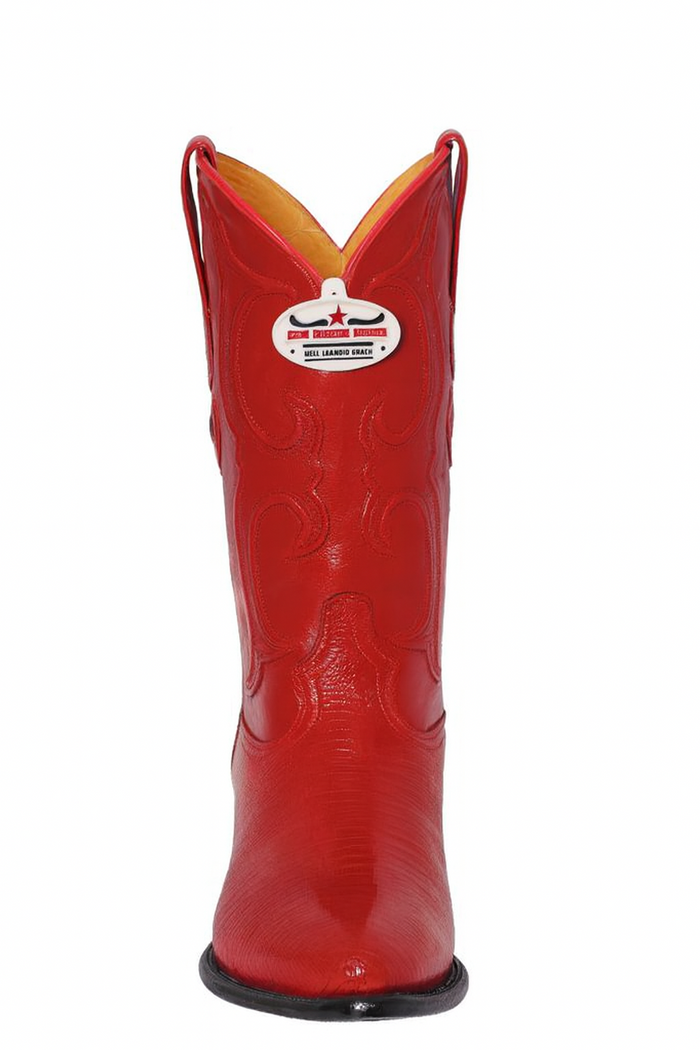 Los Altos Boots Red Ring Lizard J-Toe Cowboy Boots - Image 2
