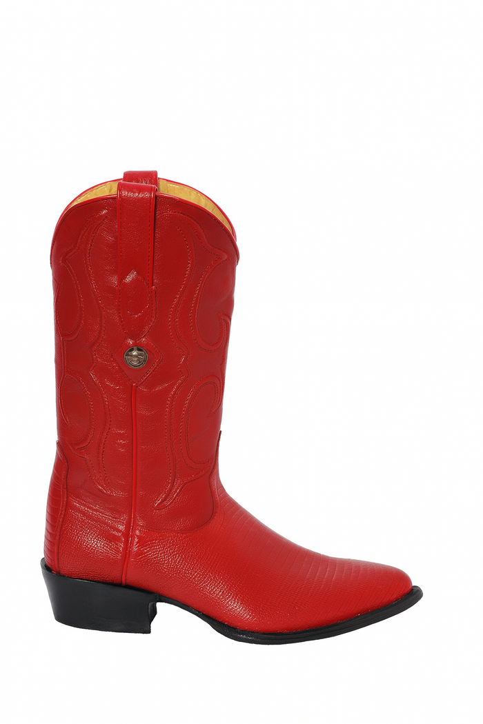 Los Altos Boots Red Ring Lizard J-Toe Cowboy Boots - Image 4