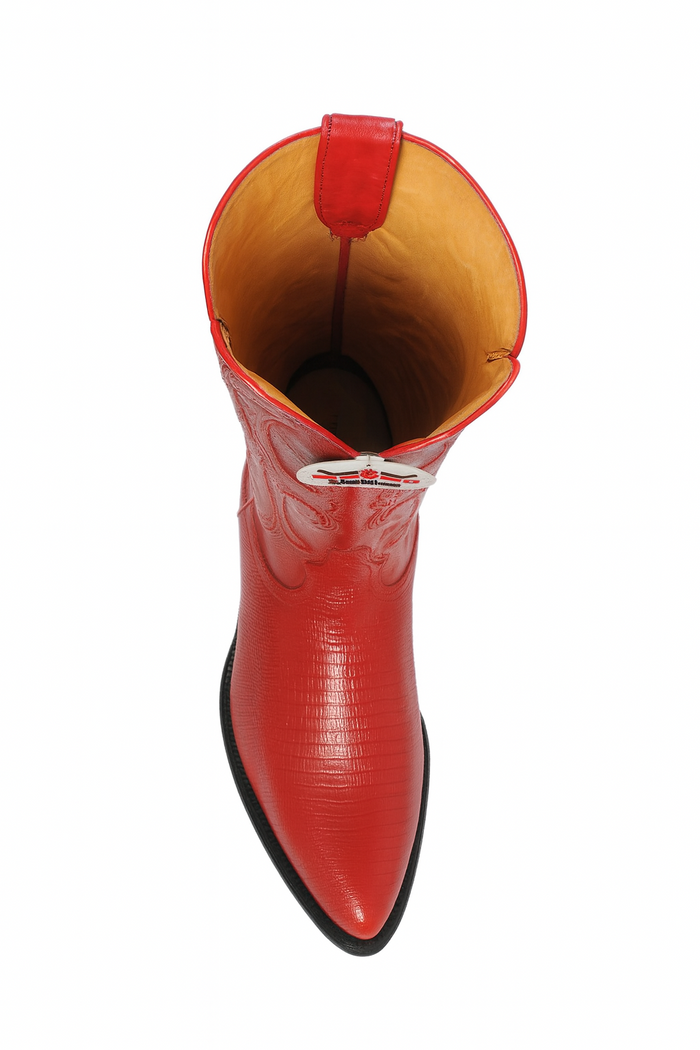 Los Altos Boots Red Ring Lizard J-Toe Cowboy Boots - Image 5