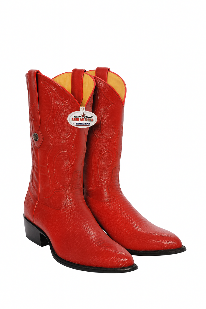 Los Altos Boots Red Ring Lizard J-Toe Cowboy Boots - Image 7