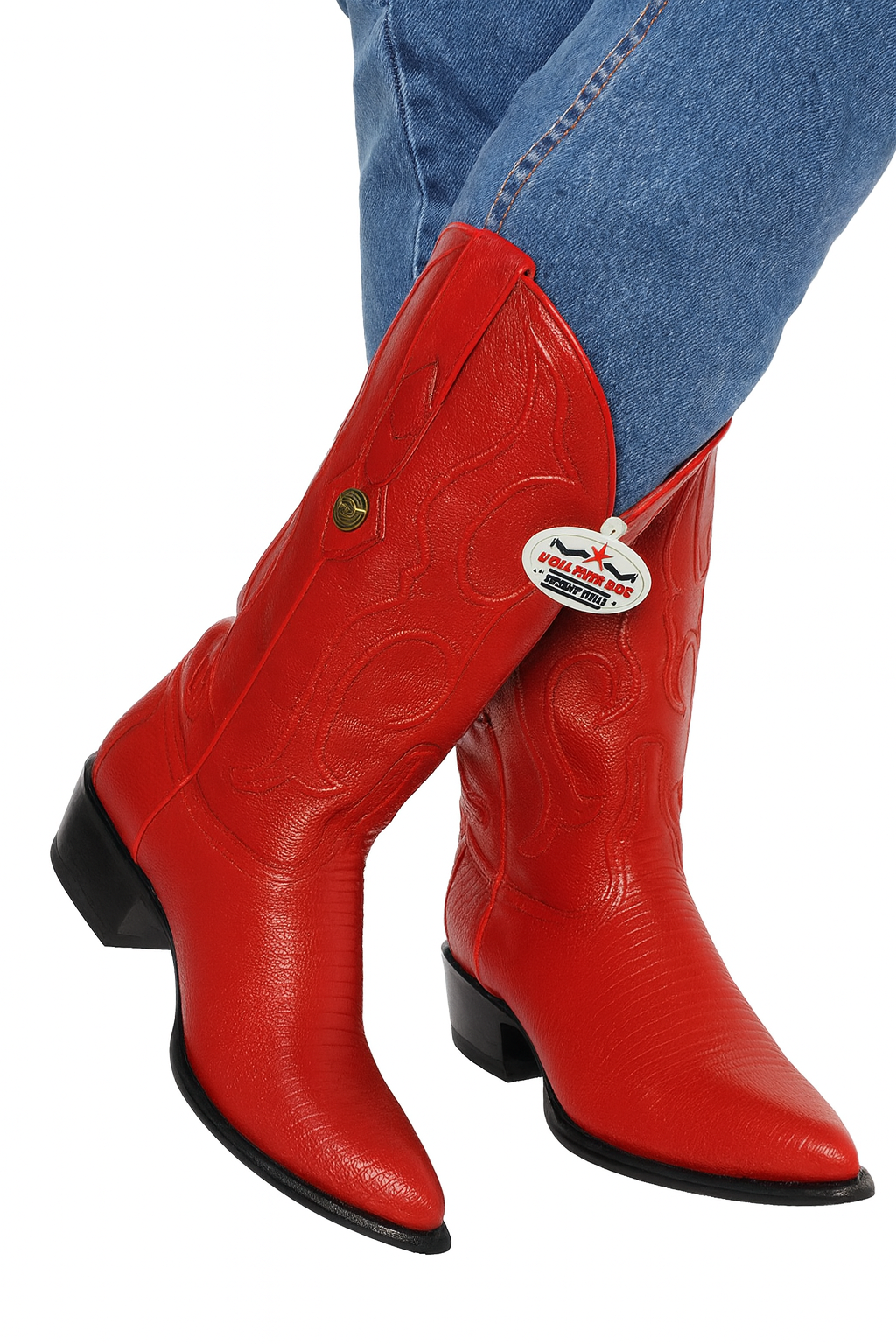 Los Altos Boots Red Ring Lizard J-Toe Cowboy Boots - Image 8