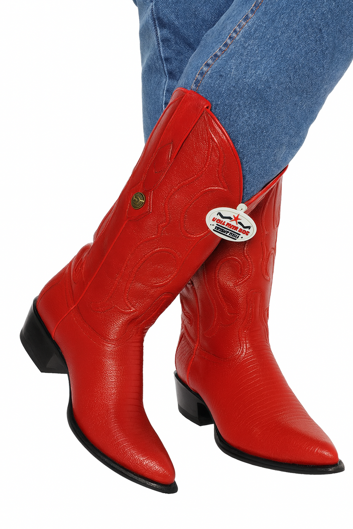 Los Altos Boots Red Ring Lizard J-Toe Cowboy Boots - Image 8