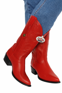 Los Altos Boots Red Ring Lizard J-Toe Cowboy Boots