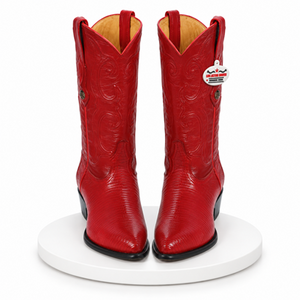 Los Altos Boots Red Ring Lizard J-Toe Cowboy Boots