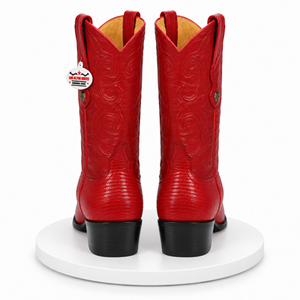 Los Altos Boots Red Ring Lizard J-Toe Cowboy Boots