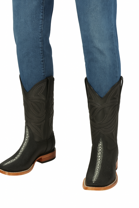Los Altos Boots Rowstone Stingray And Deer Black