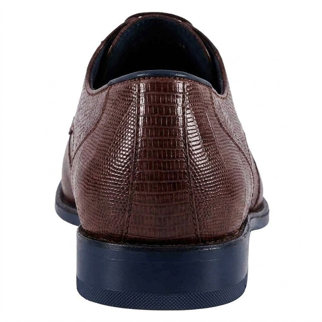 Los Altos Brown Caiman Belly & Teju Lizard Cap Toe Oxford Men's Lace Up Shoes