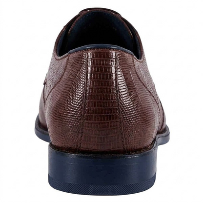 Los Altos Brown Caiman Belly & Teju Lizard Cap Toe Oxford Men's Lace Up Shoes