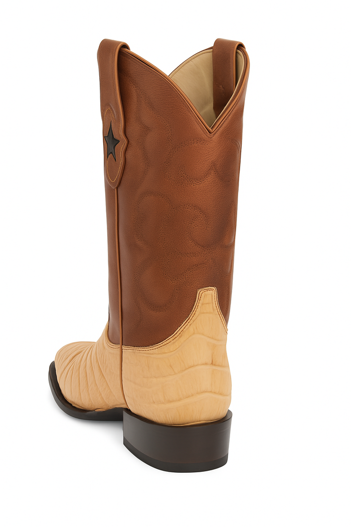Los Altos Boots Honey Caiman Belly Cognac Cowboy Boots J-Toe - Image 8